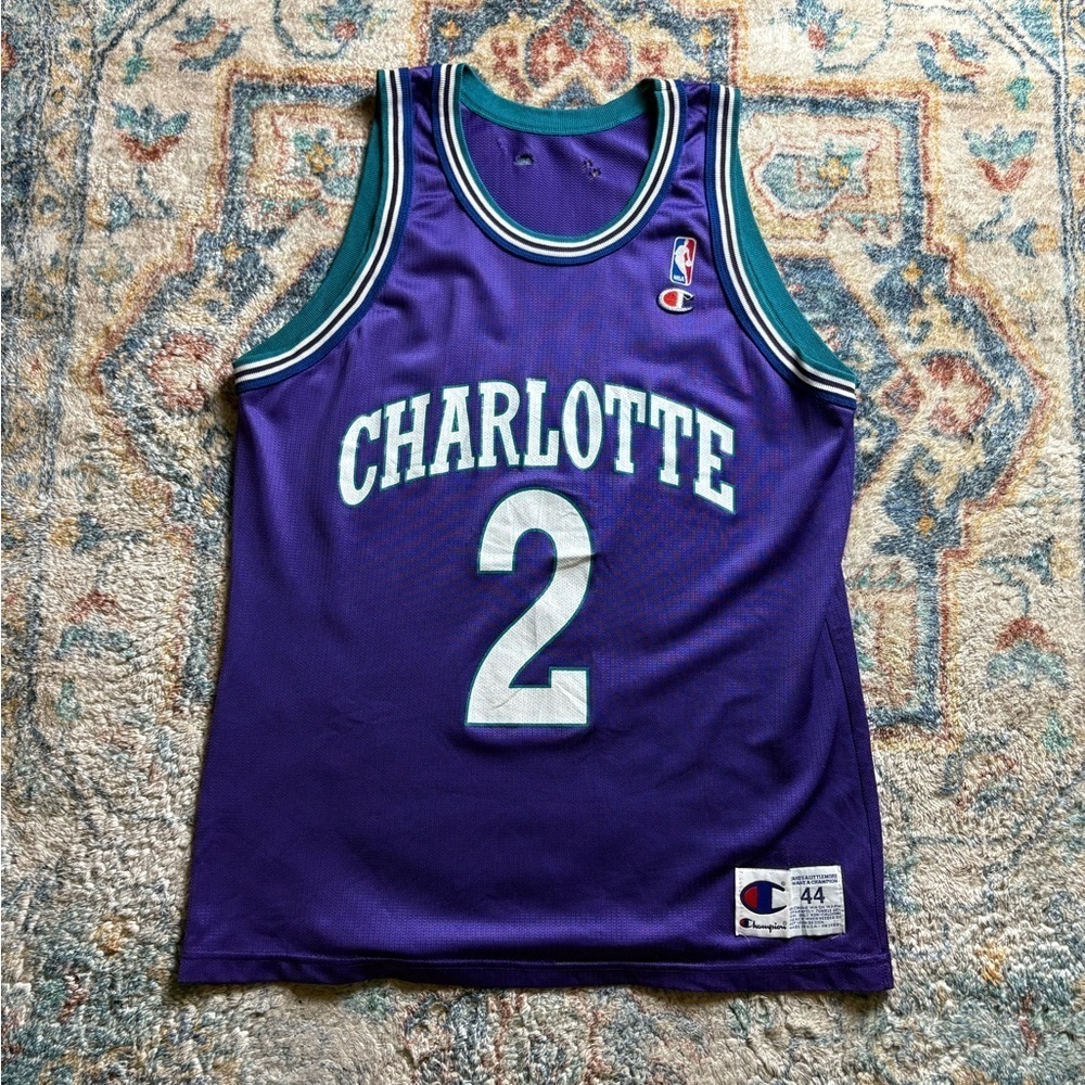 Vintage Champion NBA Charlotte Hornets Larry Johnson Jersey Large
